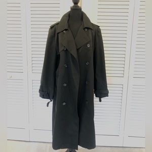 Full Length Black Trench Coat with Pockets and Buckles
